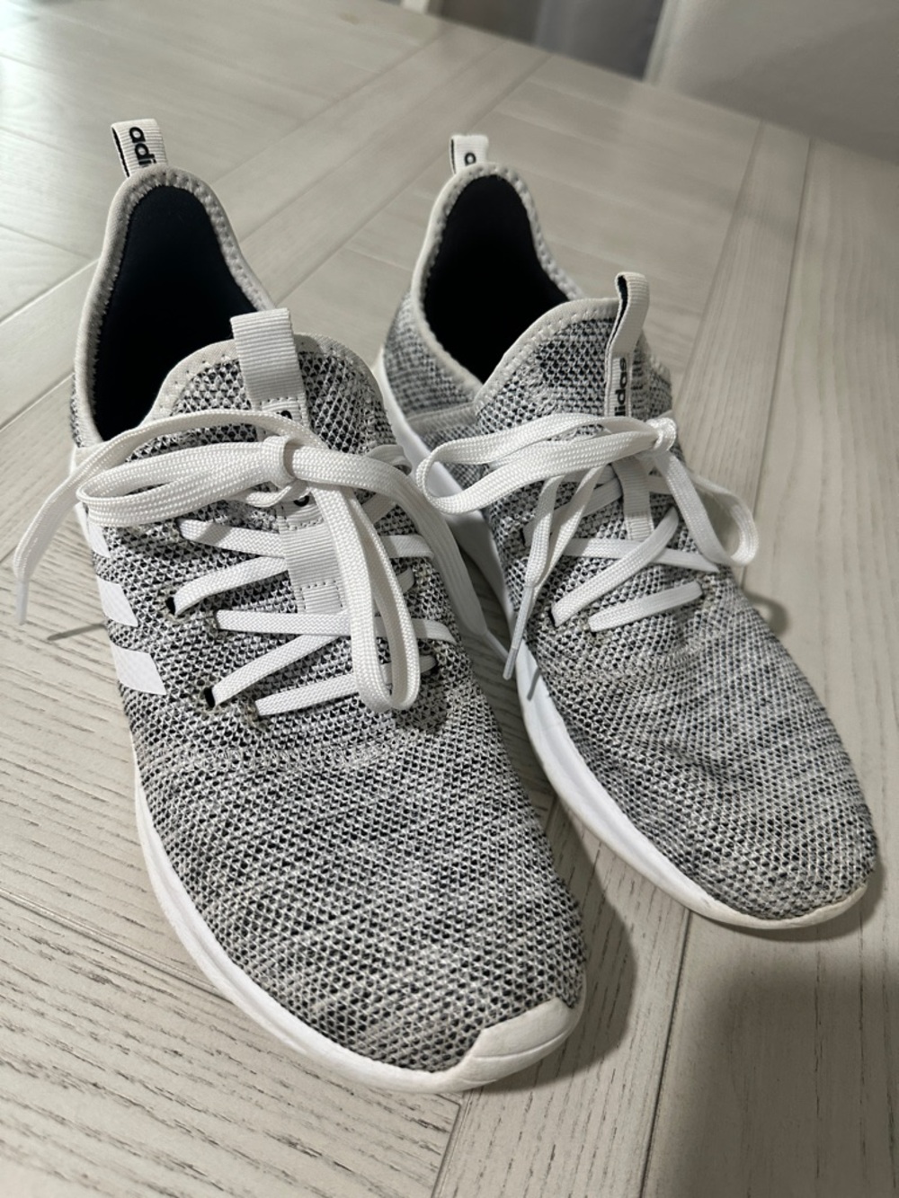 adidas White and Gray Knit Lifestyle Sneakers